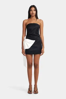 Aspen Mini Dress Black W/ White Bow