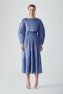 AFAF HAND-PIPED SKIRT - PERIWINKLE