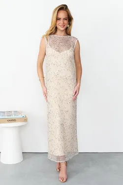 After Hours Sequin Maxi Dress - Cream