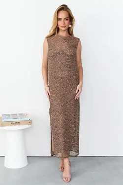 After Hours Sequin Maxi Dress - Mocha