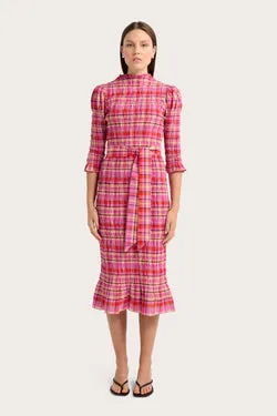 Amalia Dress - Merlot Check