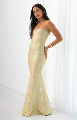 Amanda Gold Bandage Strapless Formal Maxi Dress