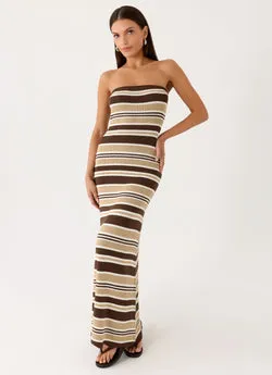 Antonie Knit Maxi Dress - Chocolate Olive Stripe