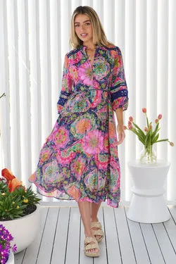 Arden Midi Dress - Watercolour Floral