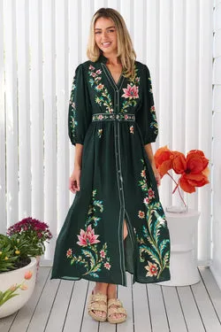 Arielle Midi Dress - Juniper Green