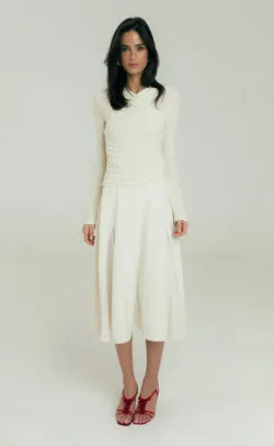 Eveline Midi Skirt (Oat)