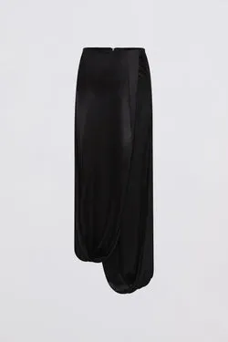BLACK SILK SATIN SURRENDER SKIRT