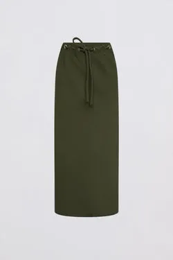 OLIVE CREPE SUITING RAFAEL SKIRT
