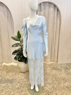 Shona Joy Labyrinth Lace- Hem Maxi Dress in Blue - Size 10