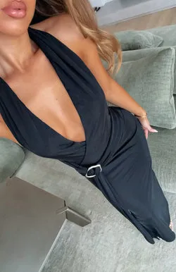 Too Hot For You Halter Maxi Dress Black