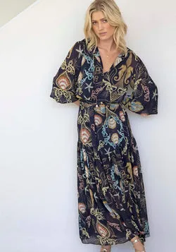 Baroque Shores Sleeve Maxi Dress