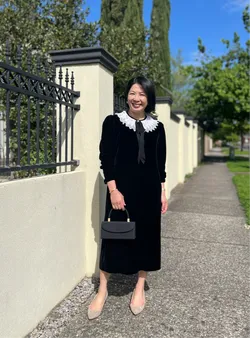 Vintage PERRI CUTTEN Black Velvet Midi Dress S/M