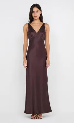 AUSTEN V NECK MAXI DRESS - DARK CHOCOLATE
