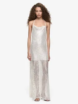 PERLA HALTER MAXI DRESS - PEARL