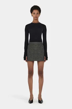 Bridget Mini Skirt Dark Grey Herringbone