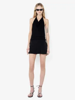 ELOISE HALTER MINI DRESS - BLACK