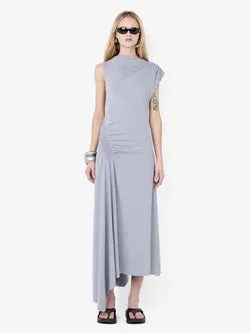 EMA ASYM DRESS - GREY BLUE