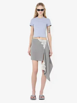 CHATEAU ASYM MINI SKIRT - SLATE GREY/IVORY