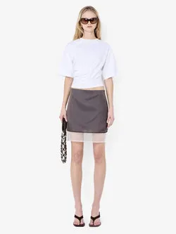 ELOISE LAYERED SKIRT - DARK CHOC/WHITE