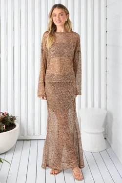 Belle Of The Ball Sequin Skirt - Mocha - SALE