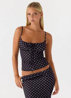 Bending My Rules Top - Black Polkadot