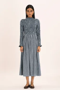 Berte Dress - Indigo Check