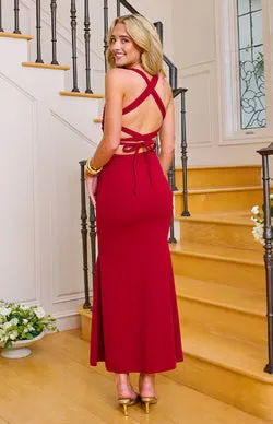 Beverley Wine Crepe Maxi Dress