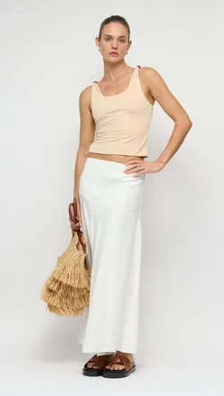Asymmetric White Bias Maxi Skirt