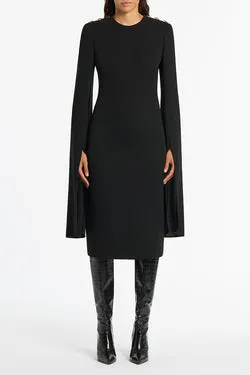 BLACK CREPE LOVERO MIDI DRESS