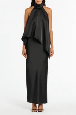 BLACK SATIN BIAS SKIRT