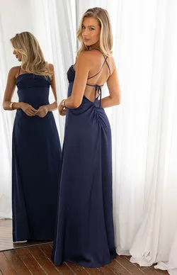 Blaise Navy Satin Maxi Dress