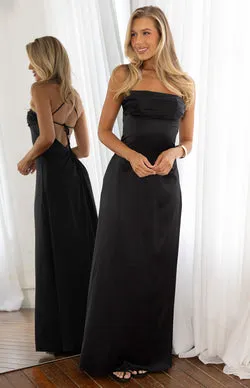Blaise Black Satin Maxi Dress