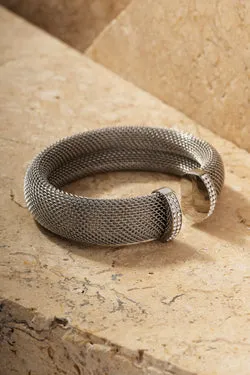 KOKO Mesh Cuff Single With Rhinestone-SILVER