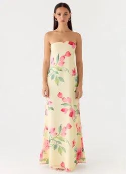 Bronte Strapless Maxi Dress - Lemon Soleil