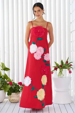 ELLIATT | Buttercup Embroidered Maxi Dress - Red