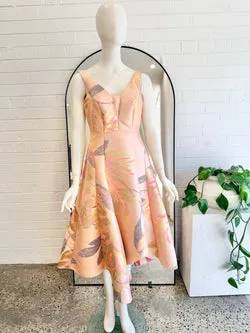 Coast Pink RIna Floral Jacquard Midi Dress - Size 12