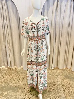 Hannah Artwear Camilla Linen Dress in Floral - Size 3 (14)