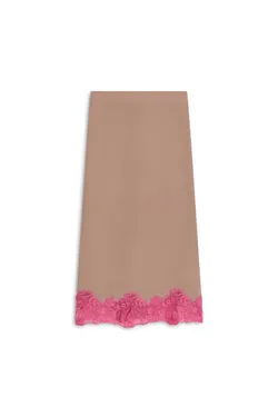 LACE TRIM SILK SKIRT