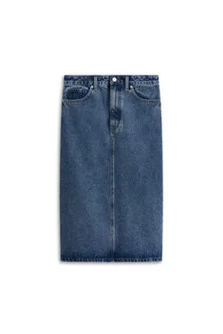 DENIM MID WAIST PENCIL SKIRT