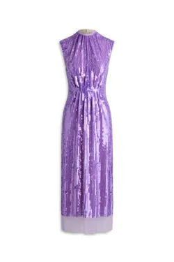 SEQUIN GATHER NECK DRESS