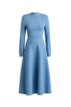 CREPE KNIT WRAP BACK DRESS