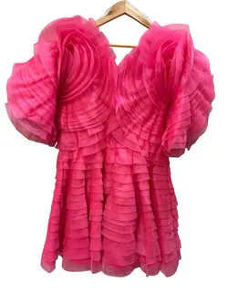 Aje Hot Pink Ruffle Dress 16