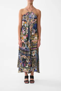 GATHER NECK HARDWARE MAXI DRESS BASKED IN BAROQUE