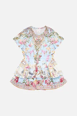 KIDS TEE MINI DRESS WITH LAYERED SKIRT TILED IN TIME