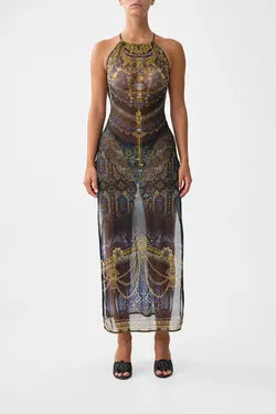 HIGH NECK BEACH MAXI DRESS WITH TIE BACK SONG OF THE SOLSTICE