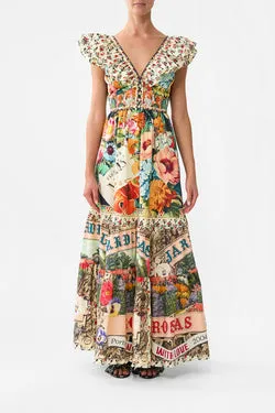 TIERED DRESS WITH NECK FRILL AROMATIC AMOR