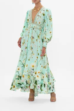 LONG BUTTON FRONT DRESS FLORAL FREEFALL