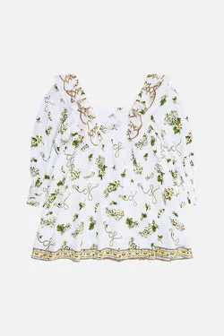 KIDS LONG PUFF SLEEVE FRILL MINI DRESS 4-10 DAISY CHAINS