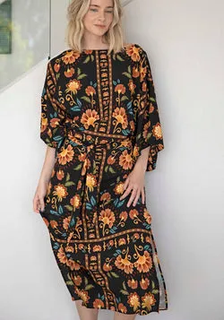 Casablanca Black Floral Tie Dress