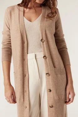 Cashwool Long Cardigan - Camel